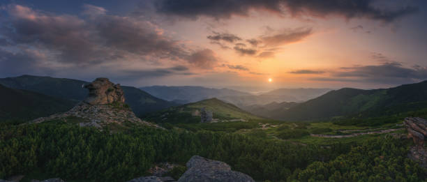 istock Ukraine. Carpathians. Sunrise Eared stone 842370706