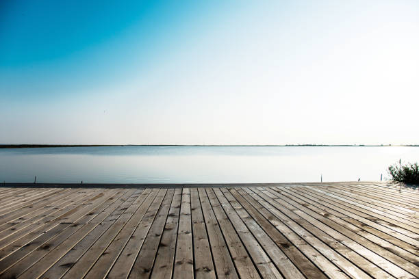Wooden platform and sea landscape