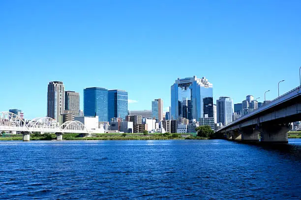 Umeda sky bill and the building group which are ahead of the bridge.