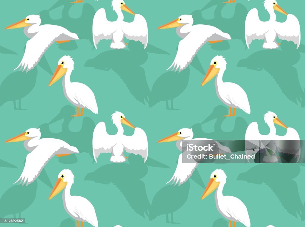 White Pelican Cartoon Seamless Wallpaper Animal Wallpaper EPS10 File Format Flying stock vector