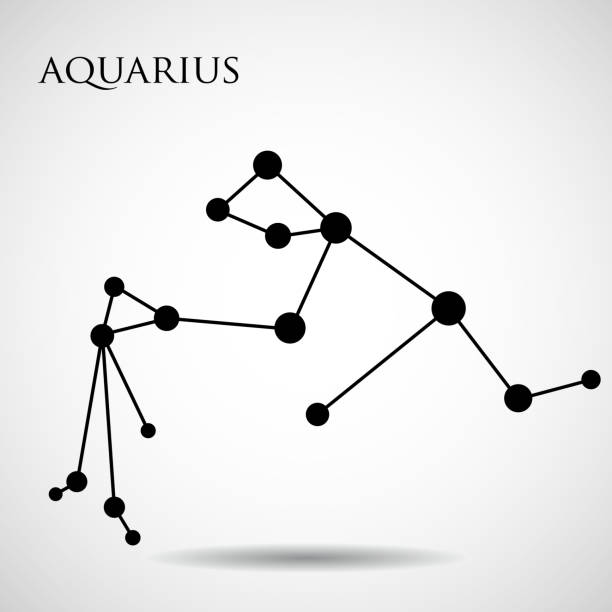 illustrazioni stock, clip art, cartoni animati e icone di tendenza di segno zodiacale costellazione acquario isolato su sfondo bianco - water fire circle ball