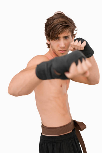 istock Martial arts fighter in fighting pose 842413144