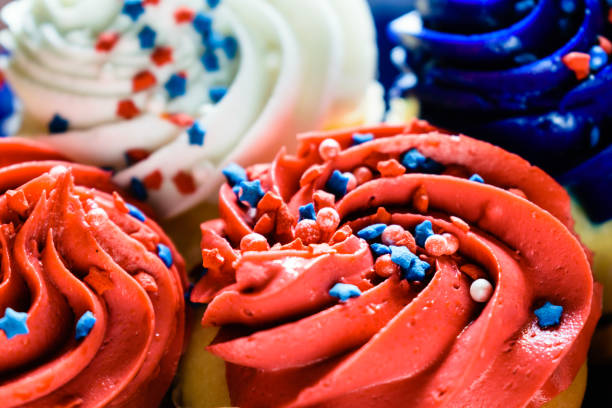 istock Closeup Top View of Colorful Cupcakes - Celebration Concept 842418436