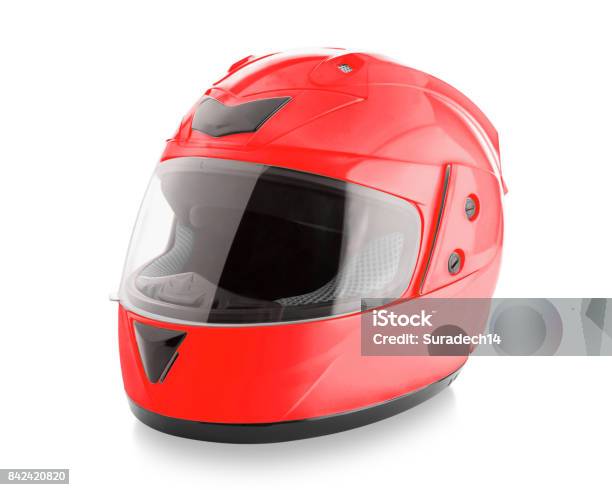 Motorcycle Helmet Over Isolate On White Stock Photo - Download Image Now - Work Helmet, Sports Helmet, Crash Helmet