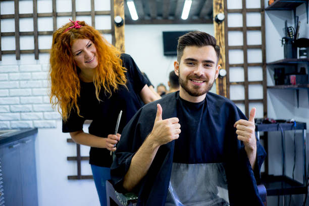 istock Guy likes his new haircut 842428308