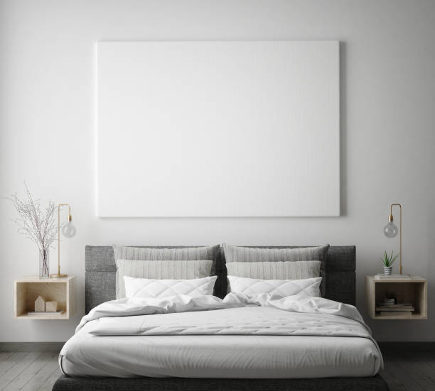 istock mock up poster frame in hipster interior background, scandinavian style, 3D render 842429014