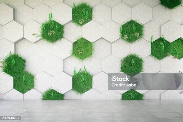 Green Wall Stock Photo - Download Image Now - Environmental Conservation, Green Color, Hexagon