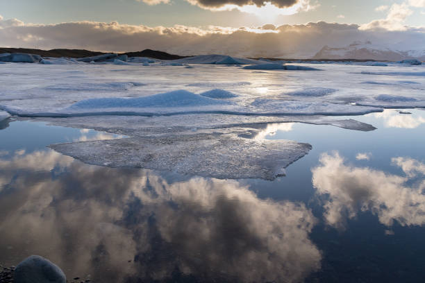istock Beautiful reflection sky over winter lagoon 842431250