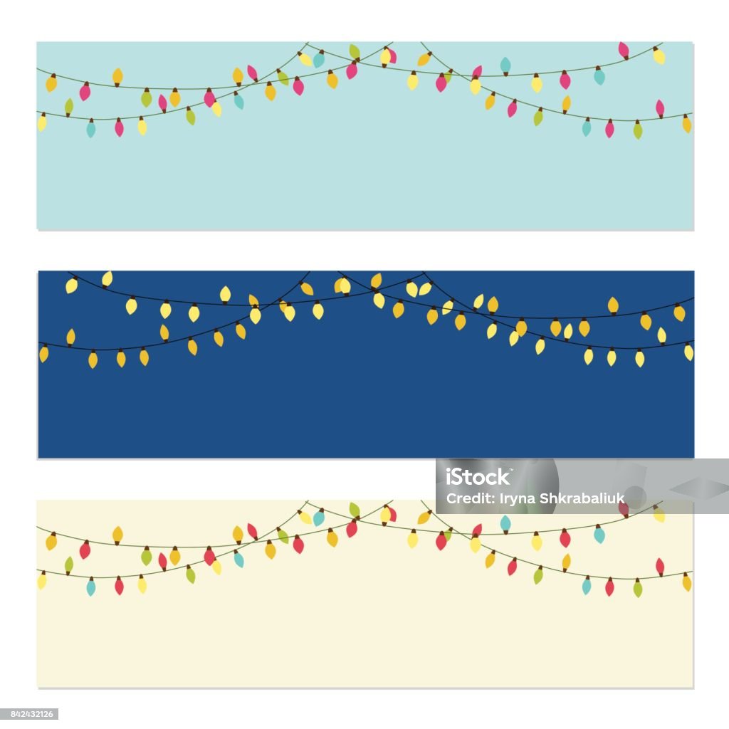 Niedliche Retro-Weihnachten-Glühlampen-Banner - Lizenzfrei Lichterkette - Dekoration Vektorgrafik