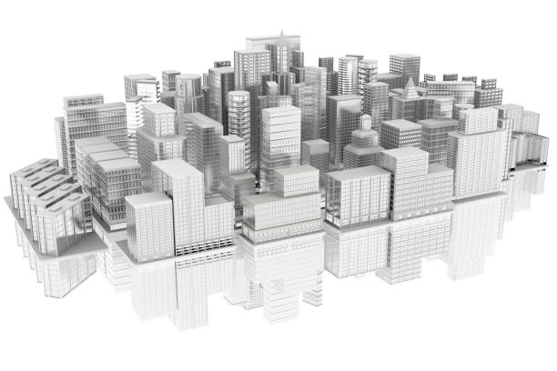 istock Houses and skyscrapers cities white background