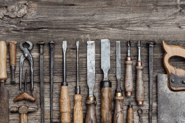 istock Collection of old woodworking tools 842432292