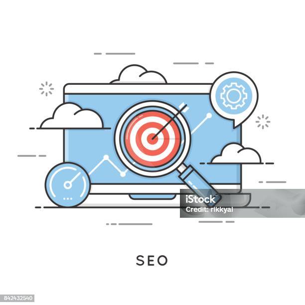 Seo Search Engine Optimization Content Marketing Web Analytic Stock Illustration - Download Image Now