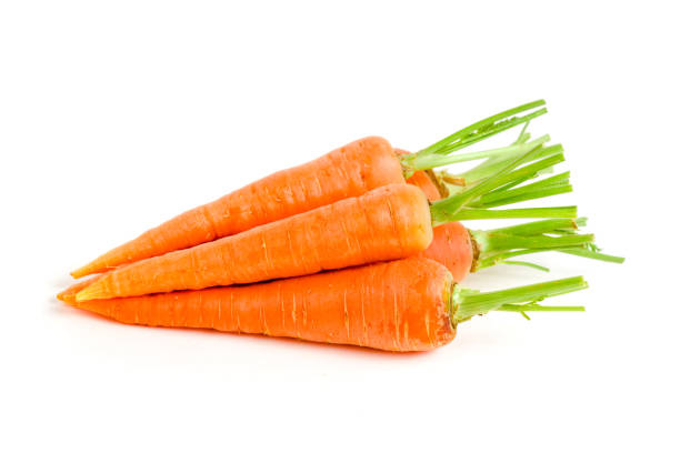 istock Carrot vegetable with leaves isolated on white background 842432598