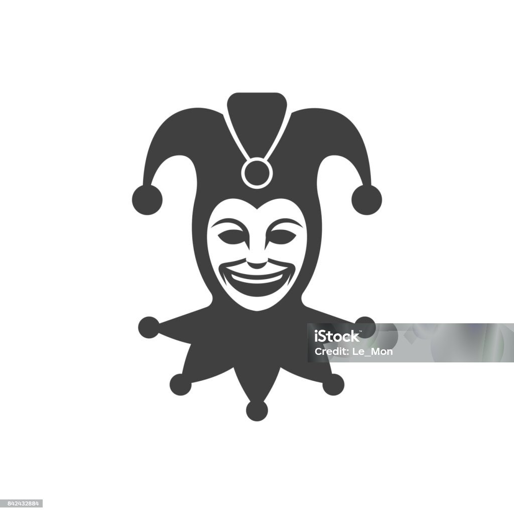 Cabeza de Joker. Icono de bufón. Símbolo de bufón - arte vectorial de Comodín libre de derechos