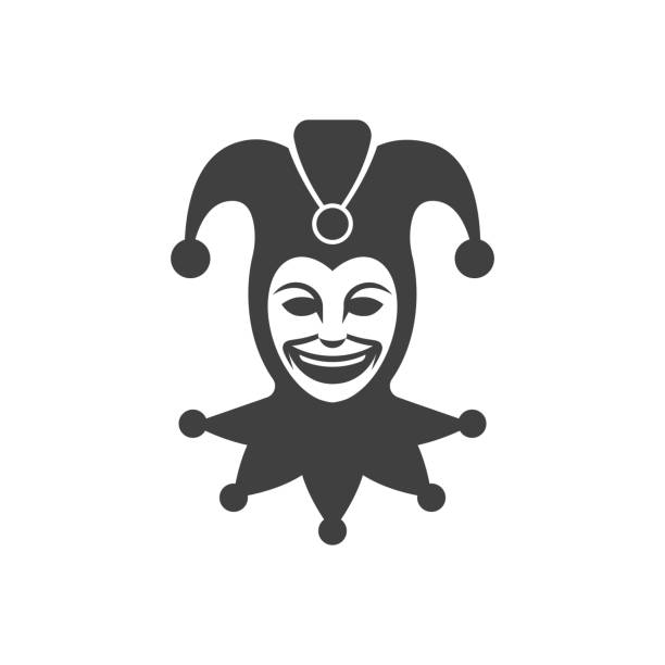 illustrations, cliparts, dessins animés et icônes de tête de joker. icône de bouffon. symbole de bouffon - jester clown harlequin bizarre