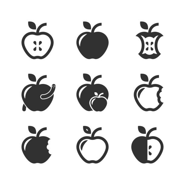 Apple icon set Apple icon set apple bite stock illustrations