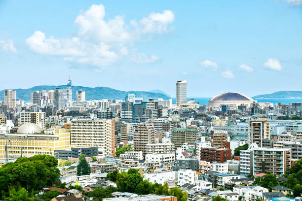 landscape of Fukuoka city landscape of Fukuoka city fukuoka city photos stock pictures, royalty-free photos & images