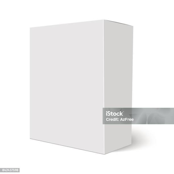 Blank Vertical Paper Box Template Standing On White Background Vector Illustration Stock Illustration - Download Image Now