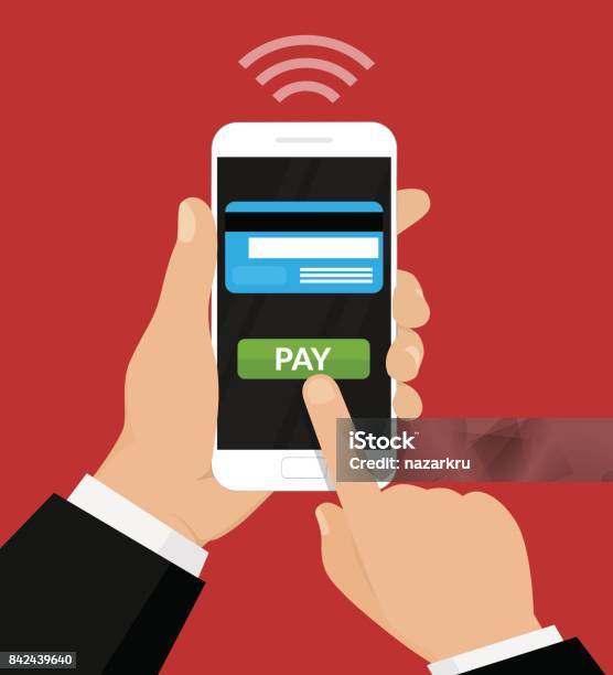 Wireless Payment Illustration Stock Illustration - Download Image Now - Paying, Mobile Phone, Internet