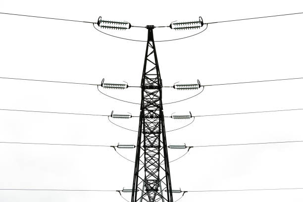 istock Crossarm and insulator strings of a high-voltage electric pylon 842440216