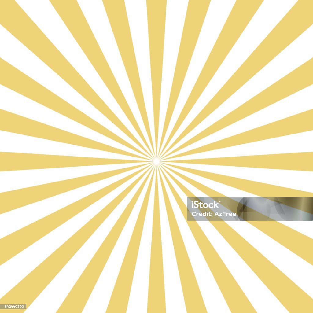 Radiale gelbe Sonne platzen Balken auf weißem Hintergrund. Vektor. - Lizenzfrei Sonnenstrahl Vektorgrafik