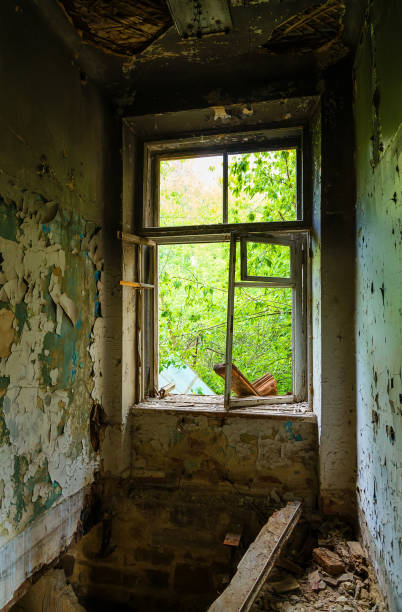 istock the window of an abandoned building with garbage 842440862
