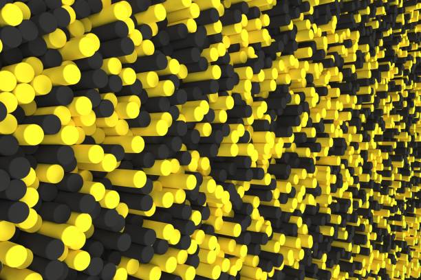 istock Pattern of black and yellow cylinders of different length 842445746