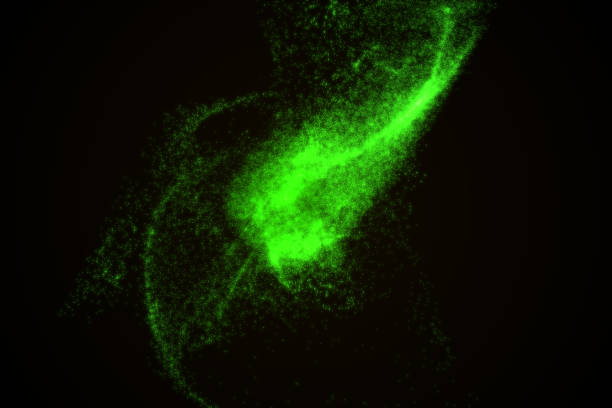 istock Abstract background made of green glowing particles 842446906