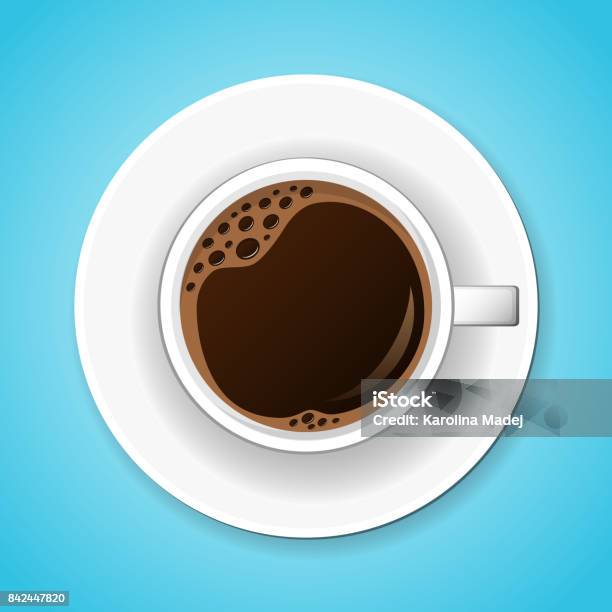 Cup Of Tasty Coffee Vector Illustration Stock Illustration - Download Image Now - Coffee Cup, Backgrounds, Black Color