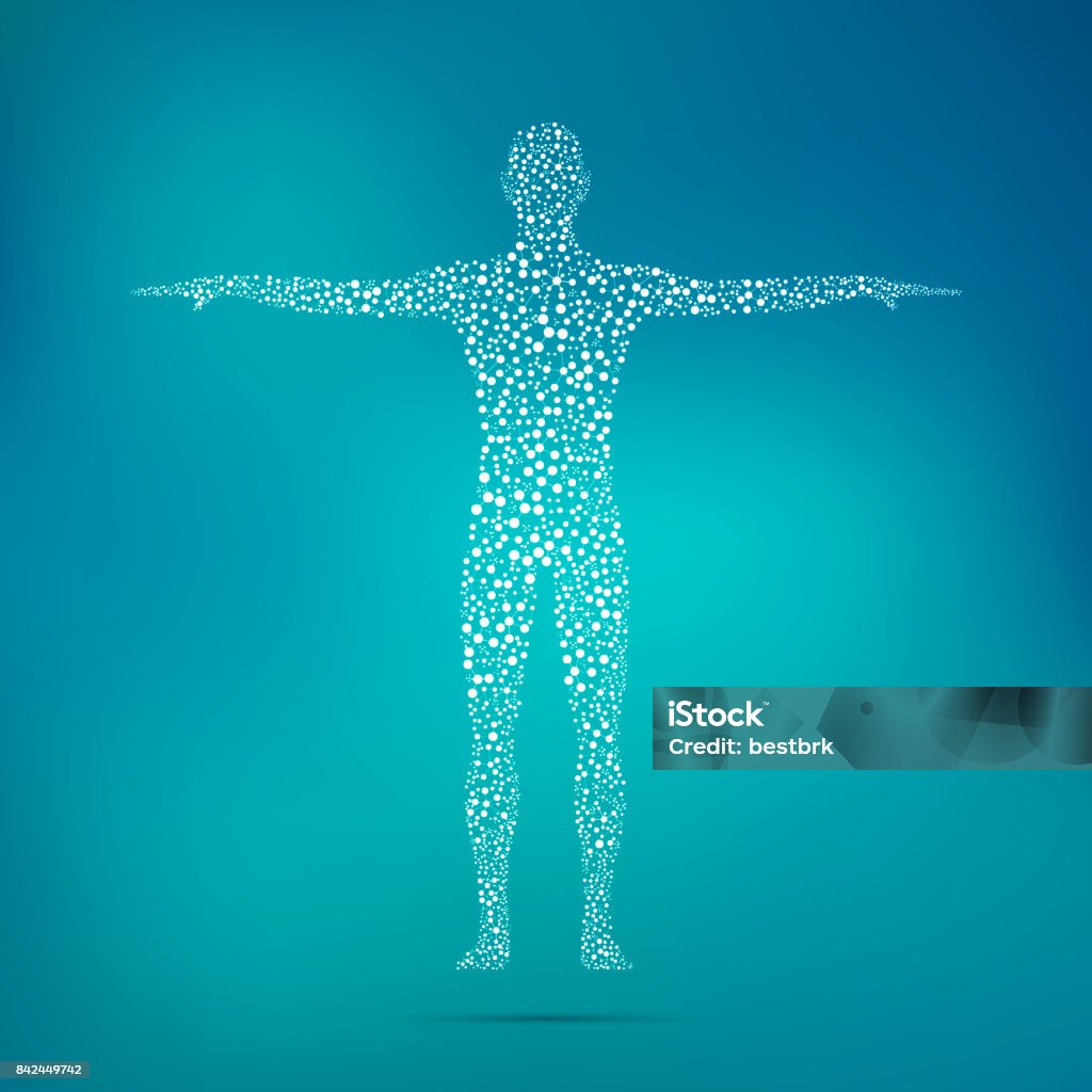 Cuerpo humano con las moléculas de ADN. Concepto de la medicina, la ciencia y la tecnología. Ilustración - Ilustración de stock de Cuerpo humano libre de derechos