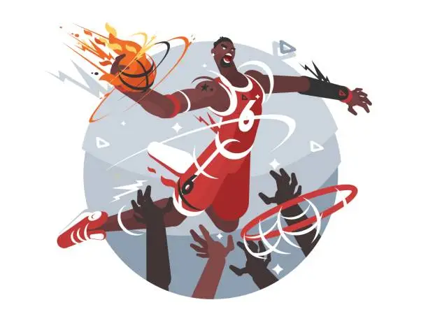 Vector illustration of Basketball player with ball