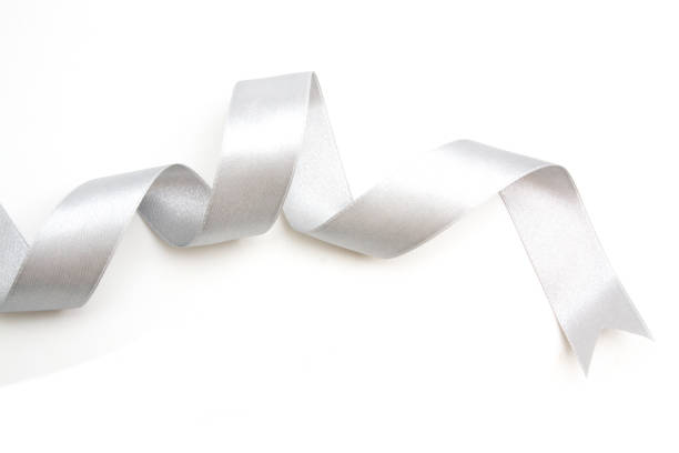 istock silver ribbon bow in bright silver white grey color isolated on white background 842451512