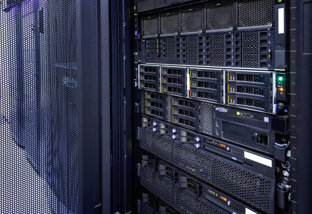 istock storage tapes in modern internet data center room 842457164