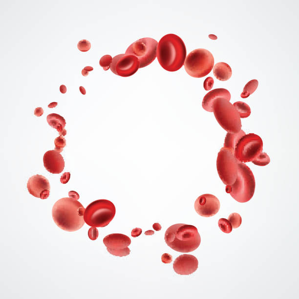 Isolated red streaming blood cells. Red 3d streaming blood cells isolated on white background. Vector illustration. red blood cell stock illustrations