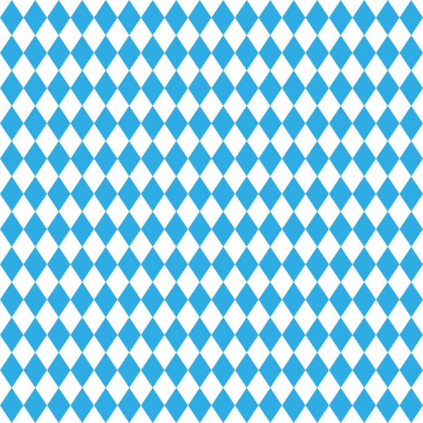 Beer Fest traditional Bavarian linen flag background. Beer Fest traditional Bavarian linen flag background. Vector Blue seamless Bavarian pattern rhombus stock illustrations