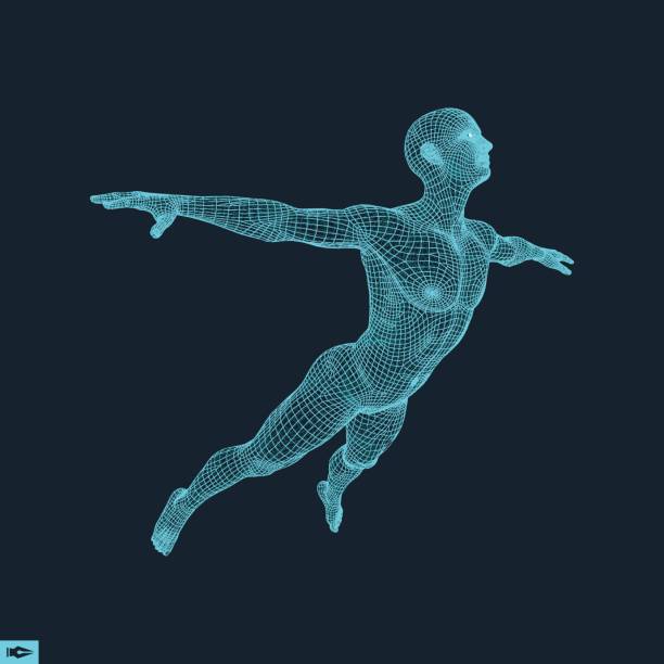 istock Business, Freedom or Happiness Concept. 3D Model of Man. Human Body Model. Vector Illustration. 842460296