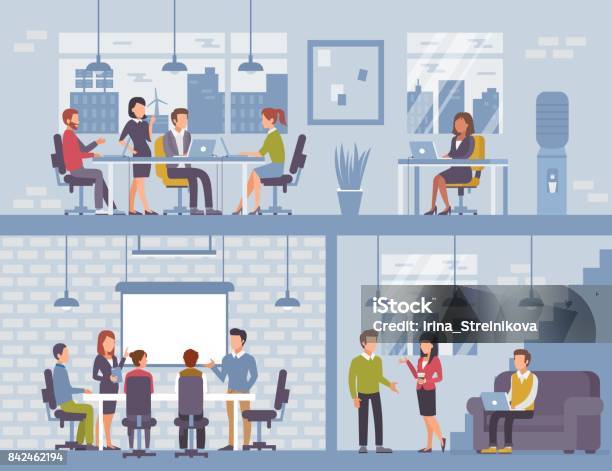 Office Stock Illustration - Download Image Now - Office, Meeting, Place of Work