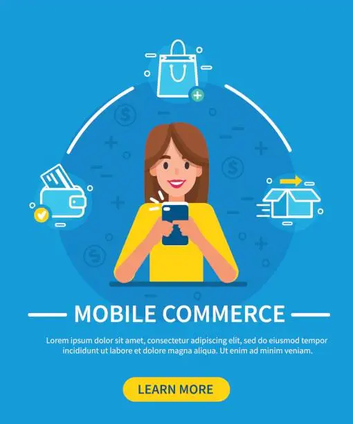 Vector illustration of mobile commerce