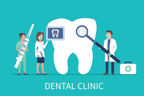 ilustrações de stock, clip art, desenhos animados e ícones de dental clinic - dentist dental hygiene dental assistant dentist office