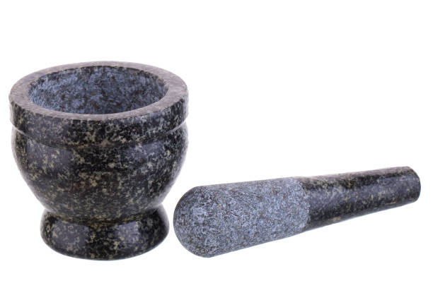 istock Stone Mortar and Pestle isolated on white background 842462650
