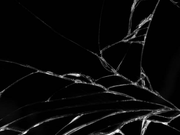 istock Cracked glass texture on black background 842463288