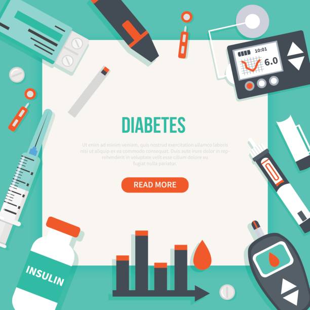 ilustrações de stock, clip art, desenhos animados e ícones de diabetes banner - insulin diabetes pen injecting