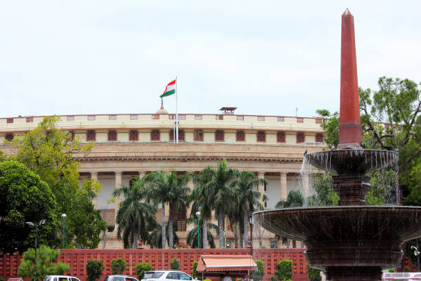 Parliament House in New Delhi, India stock photo