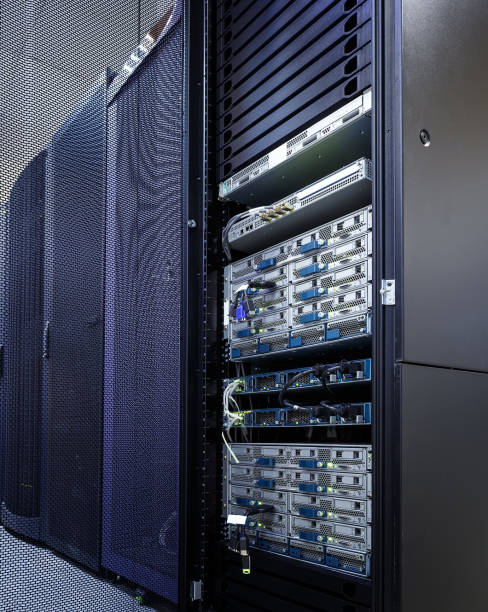 istock stand with supercomputers of the modern data center with the door open and entrails 842464462