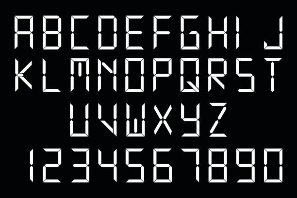 흰색 디지털 글꼴 - computer keyboard alphabet letter a characters stock illustrations