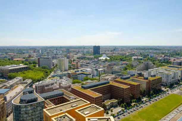 Skyline of Berlin downtown - aerial of city center