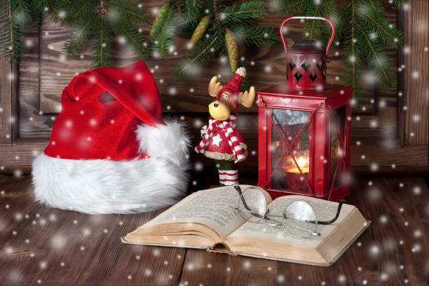 istock Burning lantern and christmas decoration 842465898