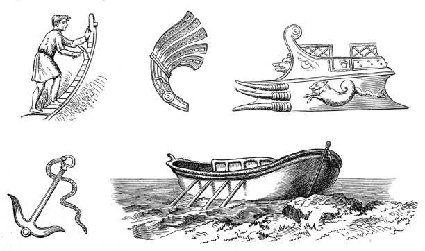 ilustrações de stock, clip art, desenhos animados e ícones de ship parts - ancient egyptian culture egyptian culture sailing ship ancient