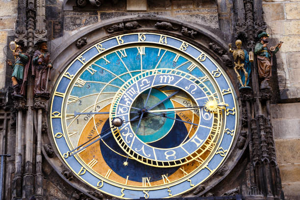 orologio astronomico a praga - prague czech republic czech culture castle foto e immagini stock