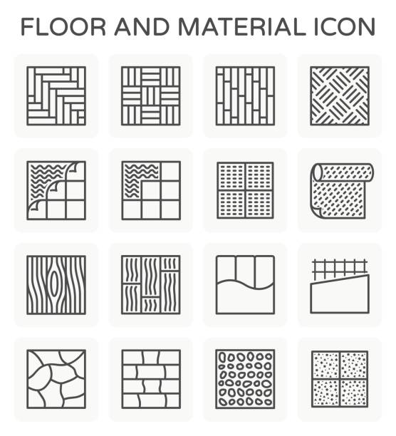 floor material icon Vector line icon of floor and material. concrete symbols stock illustrations